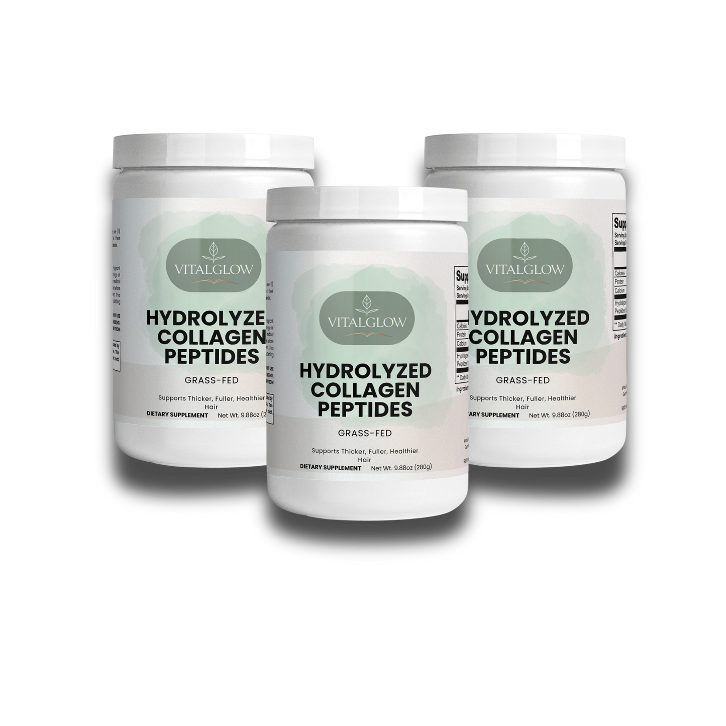 Grass-Fed Hydrolyzed Collagen Peptides – 3 Bottles